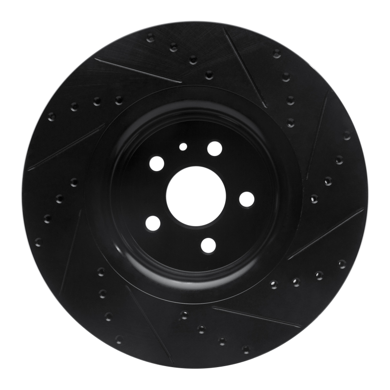 Ford Edge Brake Rotor (1) - Front Left - R1 Concepts - Drilled & Slotted - Black - `15-`21